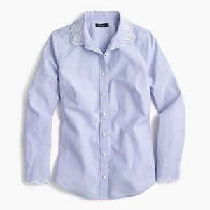 J. Crew Tall perfect shirt with eyelet trim